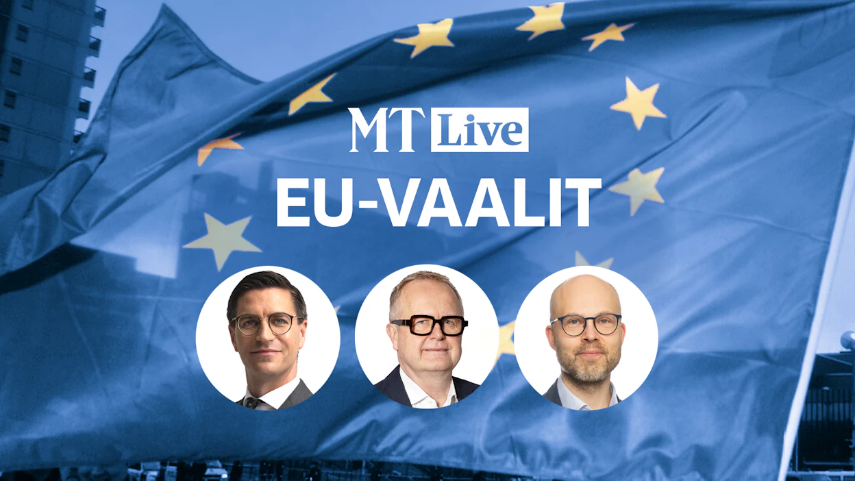 MT Liven EU-vaalikeskusteluiden viimeisessä osassa MT:n Eurooppa-kirjeenvaihtaja Tapio Nurminen (keskellä) isännöi eurovaaliehdokkaita Wilhelm von Nandelstadhia (rkp., vasemmalla) ja David Petterssonia (kd., oikealla).
