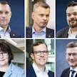 MTK:n puheenjohtajaehdokkaat Tero Hemmilä, Juha Junnila, Antti Kangas, Kati Partanen, Ilkka Pohjamo ja Eerikki Viljanen.