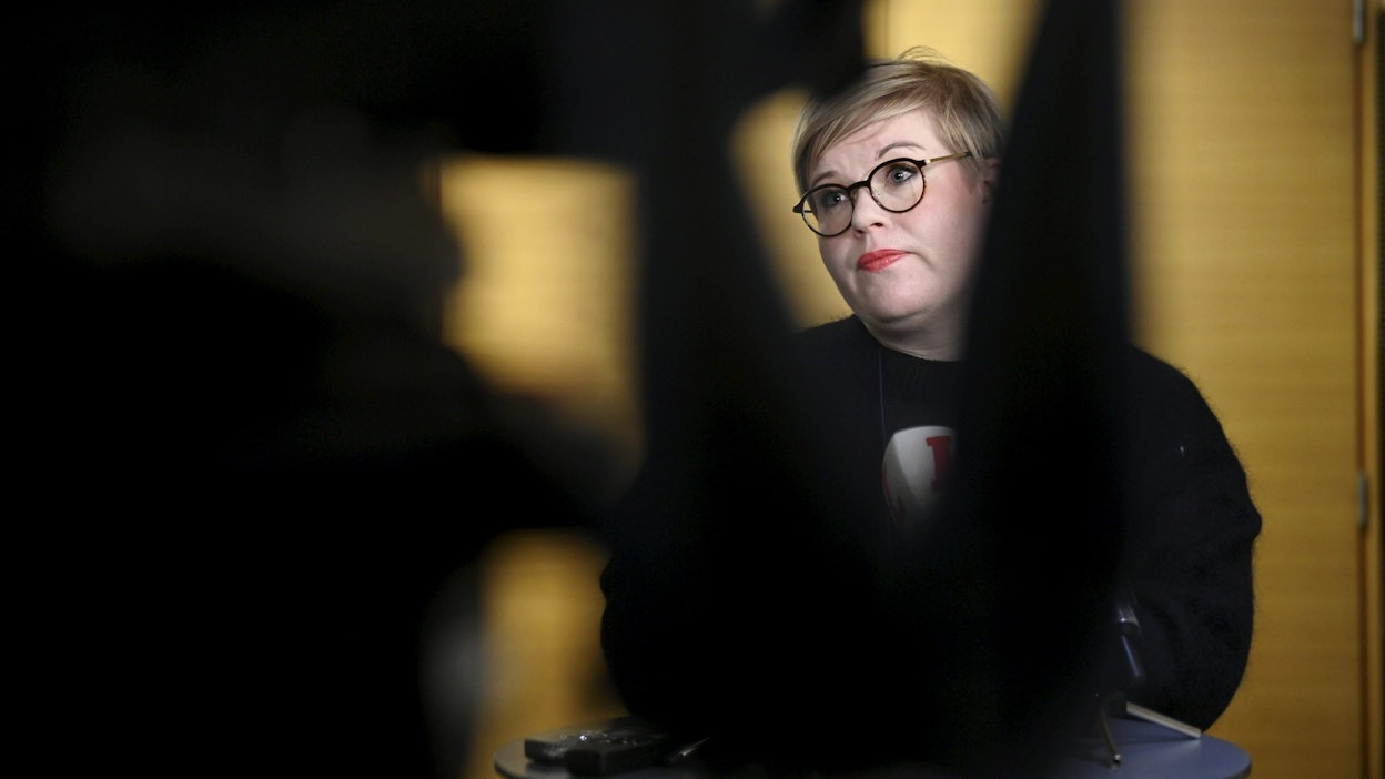 Annika Saarikko eduskunnassa keskiviikkona. LEHTIKUVA / HEIKKI SAUKKOMAA.