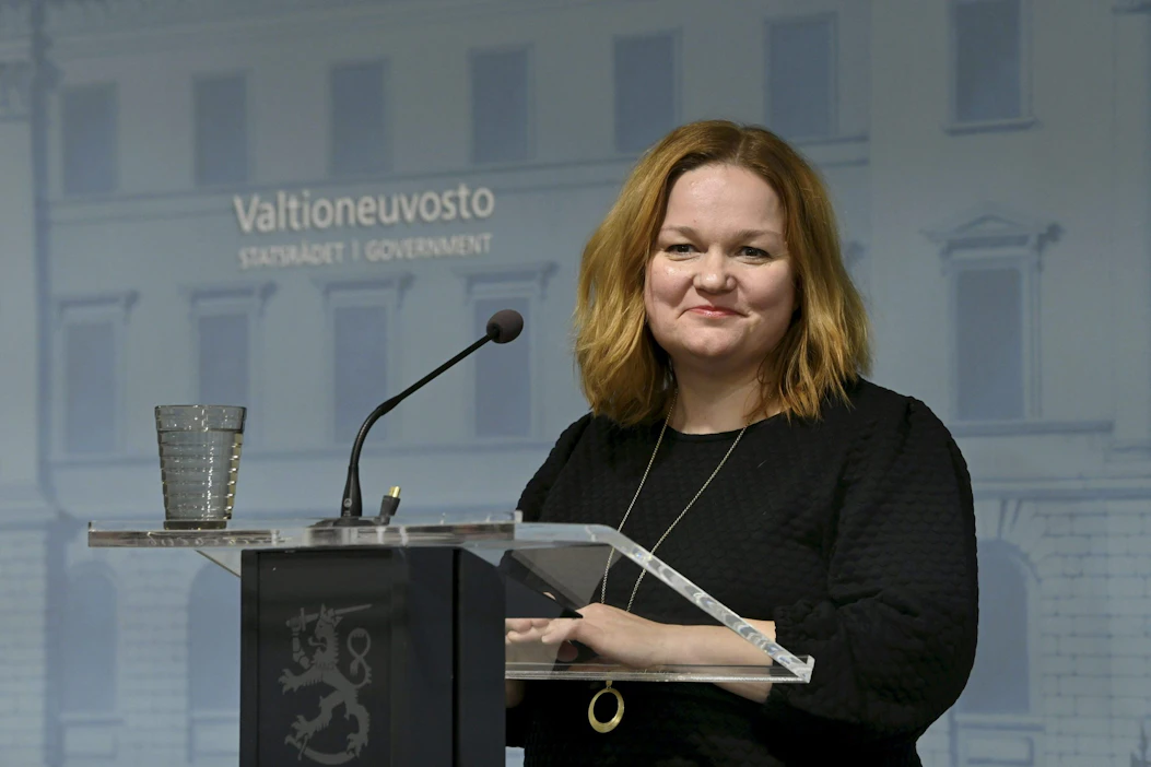 Hallituksen niin sanottua varjoviisikkoa johtaa perhe- ja peruspalveluministeri Krista Kiuru (sd.) LEHTIKUVA / MARKKU ULANDER.