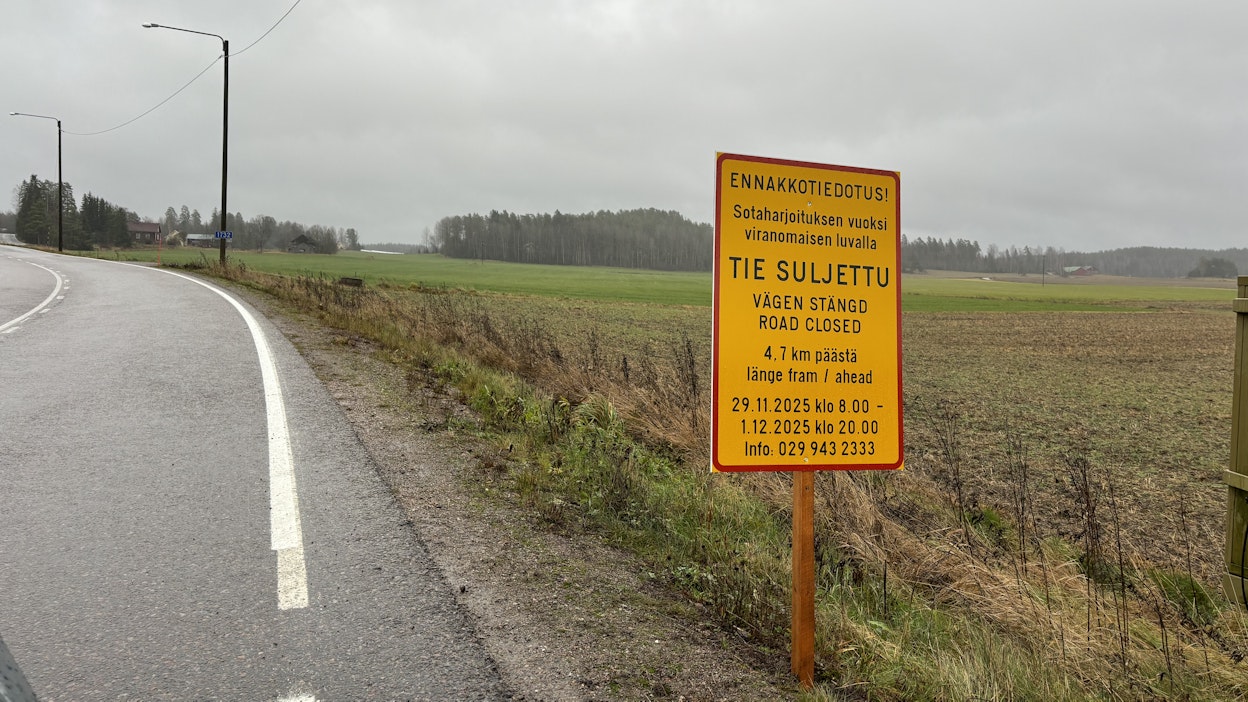 Harjoitus rajoittaa liikkumista etenkin Orimattilan Artjärven suunnassa.