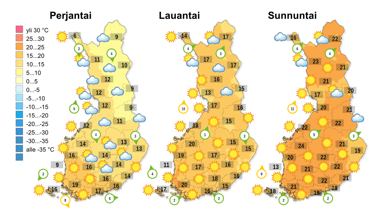 Eri sääennusteet ovat varsin yhteneväisiä korkeapaineen säilymisestä Suomen lähellä, joten välitöntä muutosta säähän ei ole nähtävissä. 