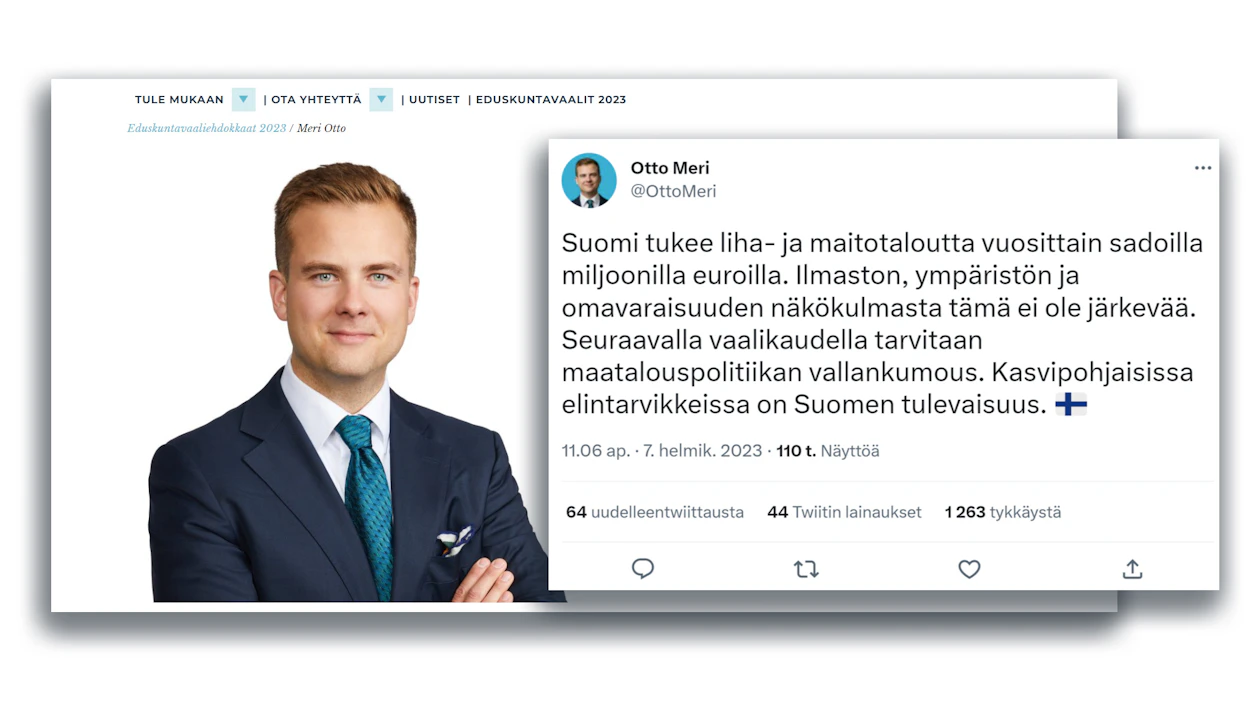 Kokoomuksen Otto Meri vaatii ensi hallituskaudelle maatalouspolitiikan vallankumousta.