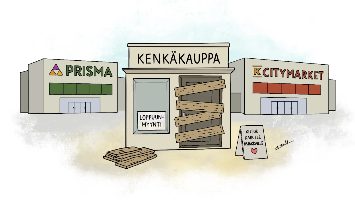 Laajan tarjonnan hypermarketit vievät hapen erikoiskaupalta Suomessa.