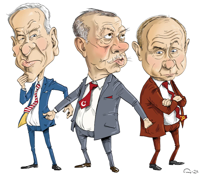 Turkin itsevaltainen presidentti Recep Tayyip Erdoğan veljeilee sekä Venäjän että lännen kanssa tarpeen mukaan.