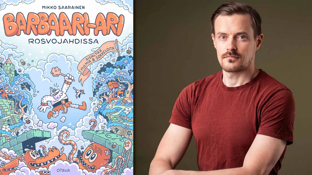 Mikko Saarainen on kirjoittanut ja kuvittanut Barbaari-Ari rosvojahdissa -kirjan.