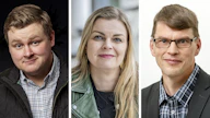 Niko Hyppönen (vas.), Anna-Kaisa Jaakkola ja Jari Kauhanen kertovat maatalouden rahoituksen tilanteesta.