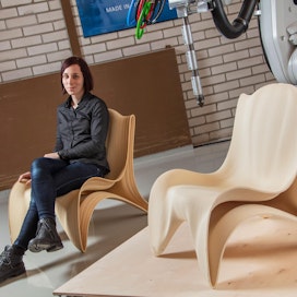 Biokomposiitista 3D-tulostettu tuoli voi näyttää vaikkapa tältä.