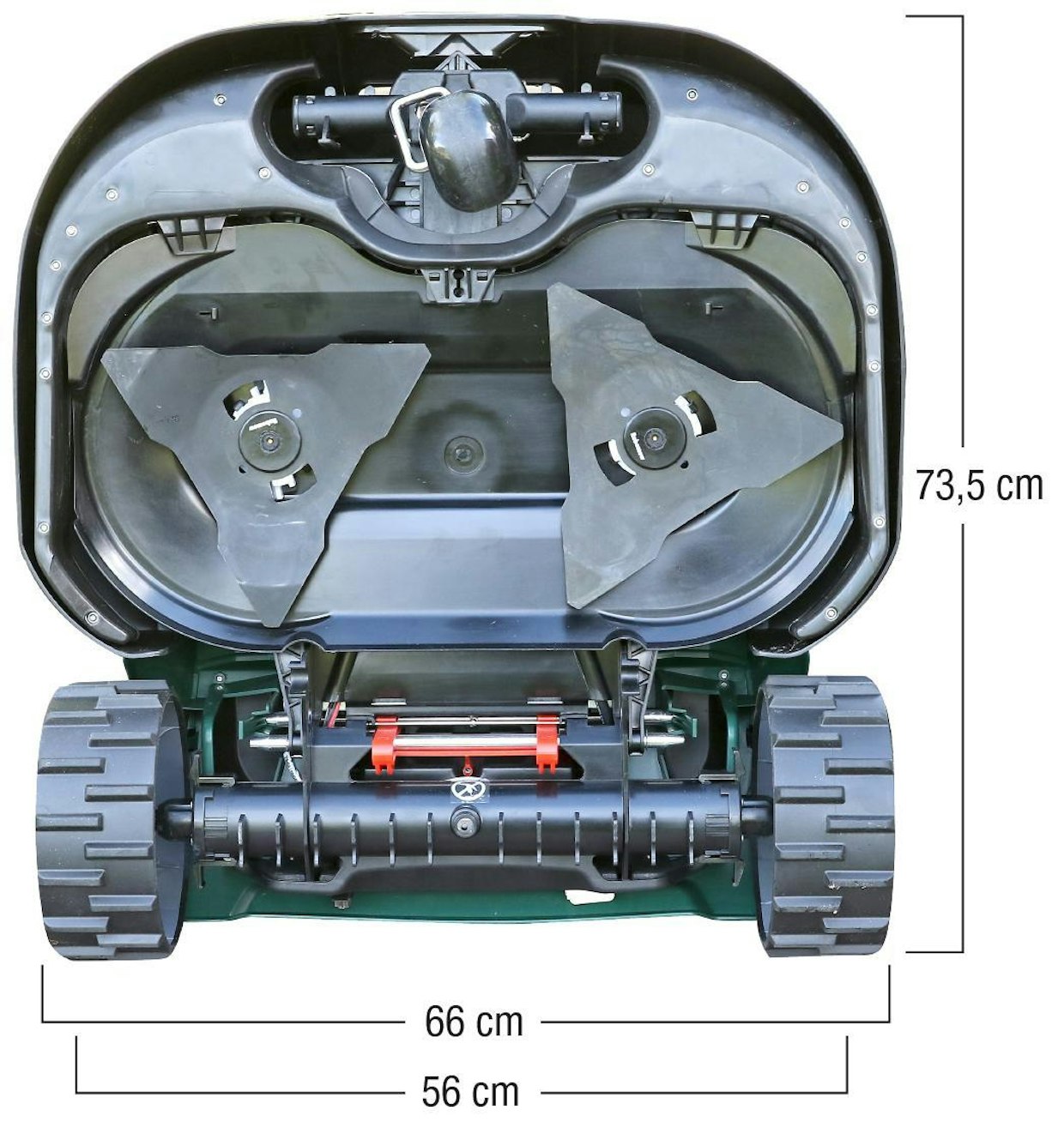 Robomow RS625 PRO -robottiruohonleikkurin mitat.