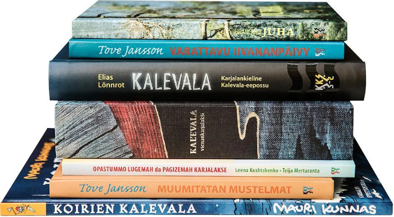 Karjalankielelle on käännetty muun muassa Juhani Ahon Juha, Tove Janssonin Vaarallinen juhannus ja Muumipapan urotyöt, Kalevala sekä Mauri Kunnaksen Koirien Kalevala.
