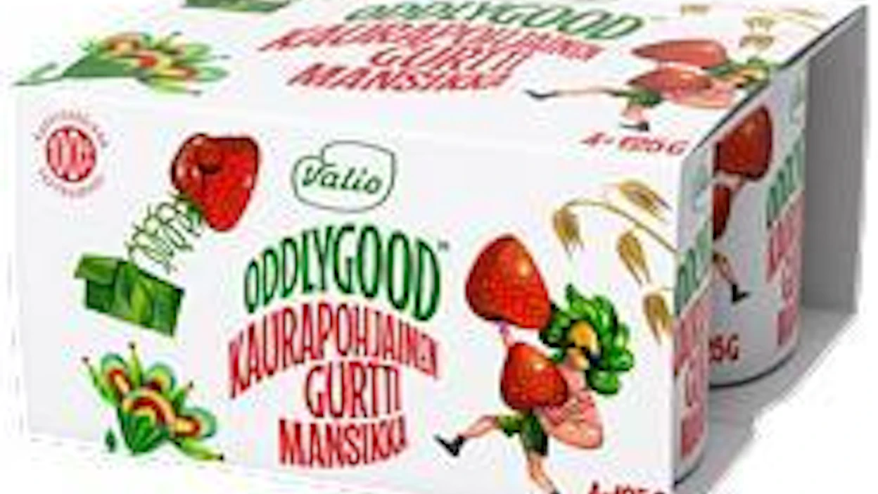 Jogurtinkaltaisen Valio Oddlygood™-gurtin maut ovat mango, vadelma, mansikka, mustikka ja vanilja.