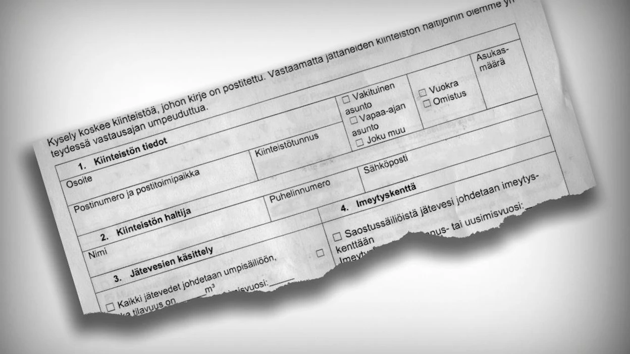 Turun kaupunki kyseli rantakiinteistönomistajilta, miten jätevesien käsittely oli kiinteistöllä järjestetty.