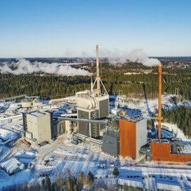 Kymijärven voimalaitosalue Lahti Energian ilmakuvassa maaliskuulta 2021.