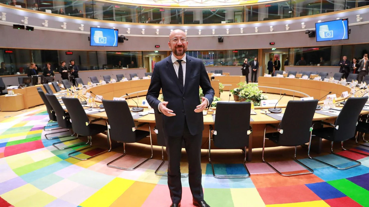 Suomi on pitänyt Eurooppa-neuvoston puheenjohtaja Charles Michelin (kuvassa) ehdotusta EU:n budjetin kokonaistasosta liian korkeana. LEHTIKUVA/AFP