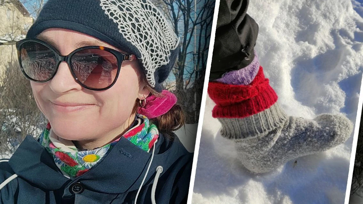 Annukka Valkeapää pääsi villasukilla juoksemisen makuun. Se vastaa paljasjalkajuoksua, jota varten myydään erityisiä kenkiäkin.
