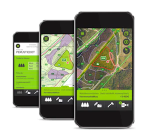Kuljetun matkan näyttäminen helpottaa suunnistamista. Kuvassa Metsäverkko-mobiili