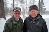 Jouni Tiuraniemi (vas.) ja Olavi Haapaporras Sodankylästä työskentelivät Auvojärven savotalla pitkään.