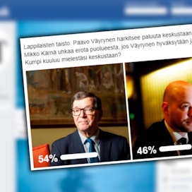 MT järjesti Facebook-sivuillaan leikkimielisen äänestyksen Paavo Väyrysen ja Mikko Kärnän välillä. Väyrynen voitti täpärästi.