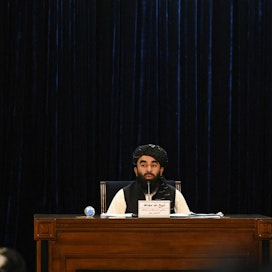 Talebanin edustajan Zabihullah Mujahidin mukaan tiistaina julkistettu hallitus on väliaikainen. LEHTKUVA/AFP