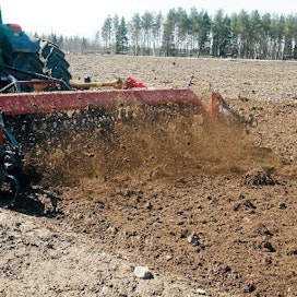 Raskaampana maa-aines putoaa ensin maahan, ja kevyemmät juolavehnän juuret jäävät maan pinnalle kuivumaan.