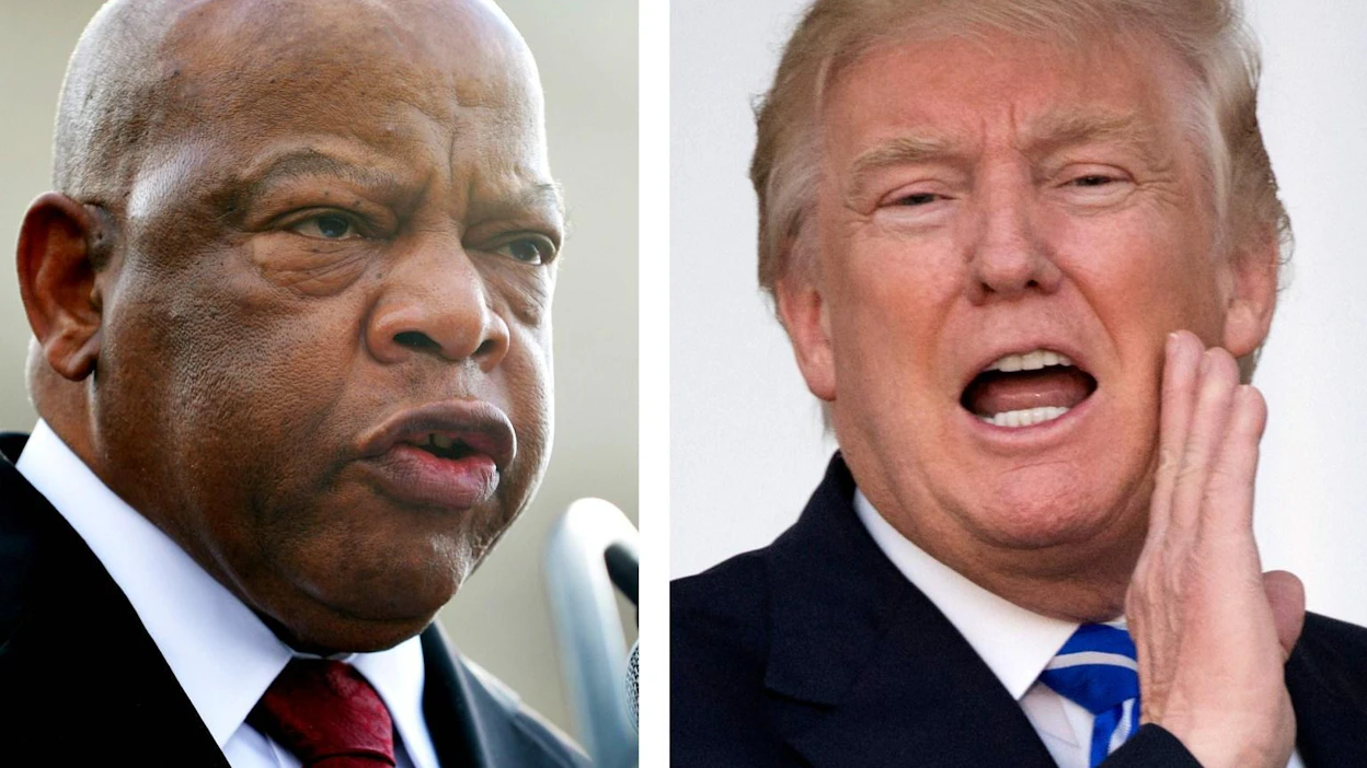 Kongressiedustaja John Lewisin (vas.) arvostelu ei näytä olleen hyvä idea presidentiksi nousevalta Donald Trumpilta (oik.). LEHTIKUVA/AFP