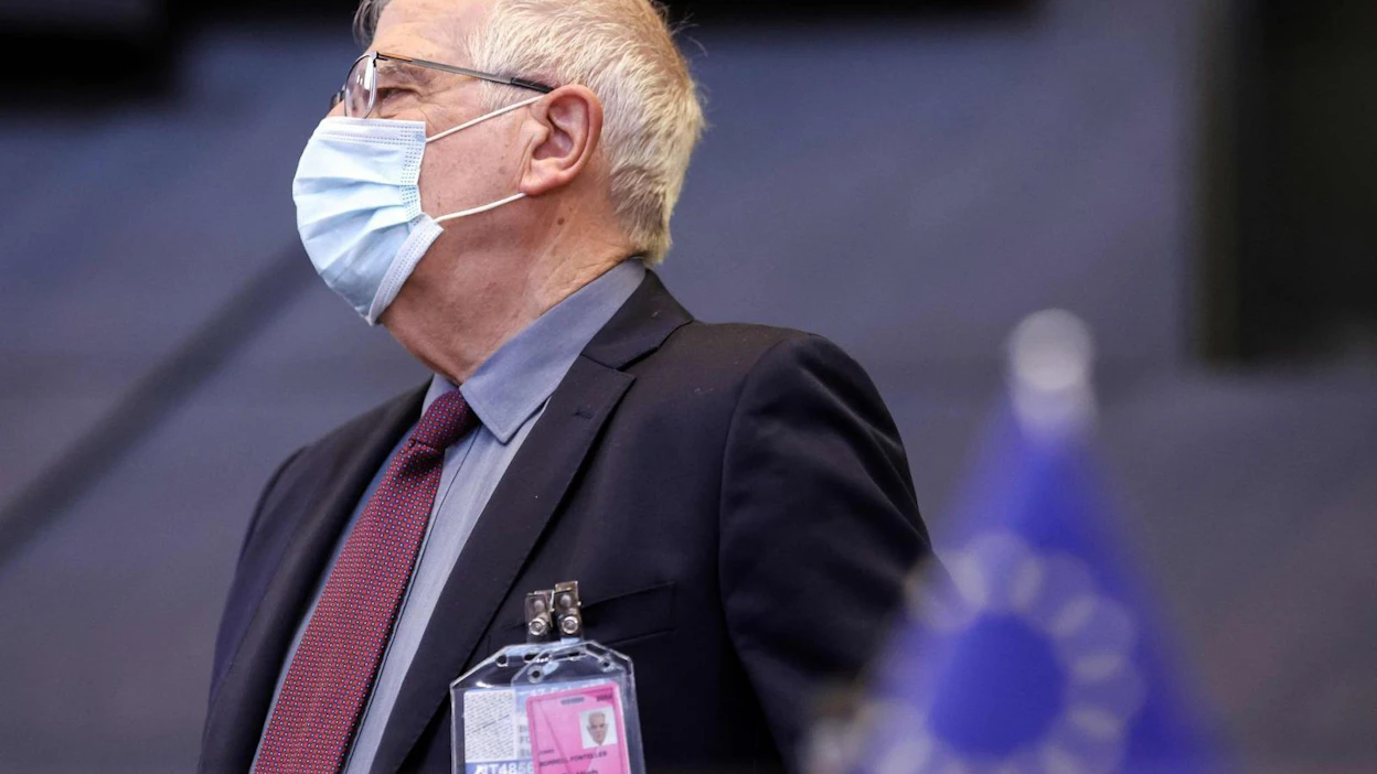 Uusista pakotteista kertoi EU:n ulkosuhteita johtava Josep Borrell Pariisissa järjestetyn epävirallisen ulkoministerikokouksen jälkeen. LEHTIKUVA/AFP
