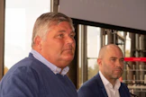 Stefan Hultman (vas.) ja Johan Lindberg puhuivat raviurheilun tulevaisuudesta ja myös vähän sen menneisyydestä Vermossa lauantaina.