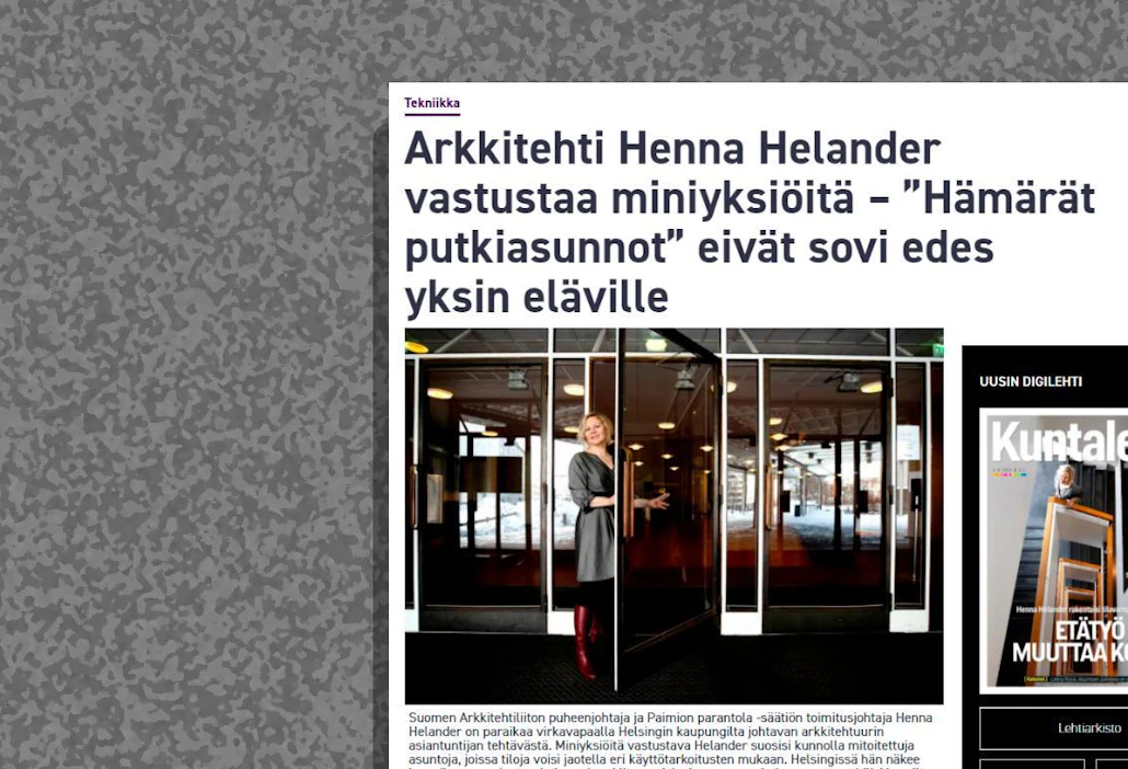 Etätyön ja joustavien työaikojen myötä kodeilta vaaditaan Suomen Arkkitehtiliiton puheenjohtajan Henna Helanderin mukaan uusia ominaisuuksia, keittiötäkin.