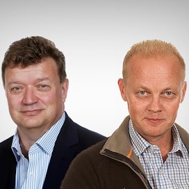 Jouni Kemppaisen (kuvassa vasemmalla) virkavapaan ajan Maaseudun Tulevaisuuden päätoimittajan tehtävää hoitaa Jussi Martikainen (kuvassa oikealla).