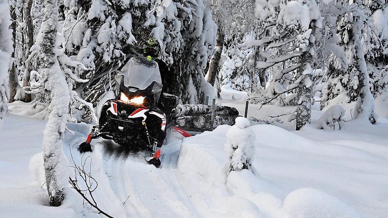 Lynx on ryhmästä eniten työkelkka. Kuvan reki ei juuri perässä tunnu, mutta toisaalta pitkä karkea matto vie hieman ketteryyttä vetotyössä. Ranger ei ole reittiajossa omimmassa ympäristössään. Korkea tuulilasi suojaa kuljettajaa erinomaisesti. Kuussatasella 2-tahtikoneella Ranger on pitelemätön syvänlumen kelkka.