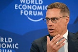 Presidentti Alexander Stubb oli keskiviikkona Maailman talousfoorumissa Sveitsin Davosissa. LEHTIKUVA/AFP.
