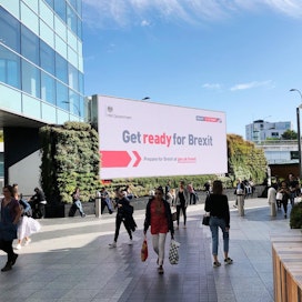 Valmistaudu brexitiin, kehotti mainos Lontoossa viime vuonna.