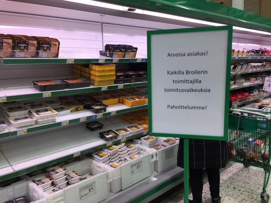 Porilaisessa Prismassa pahoiteltiin keskiviikkona broileripulaa.