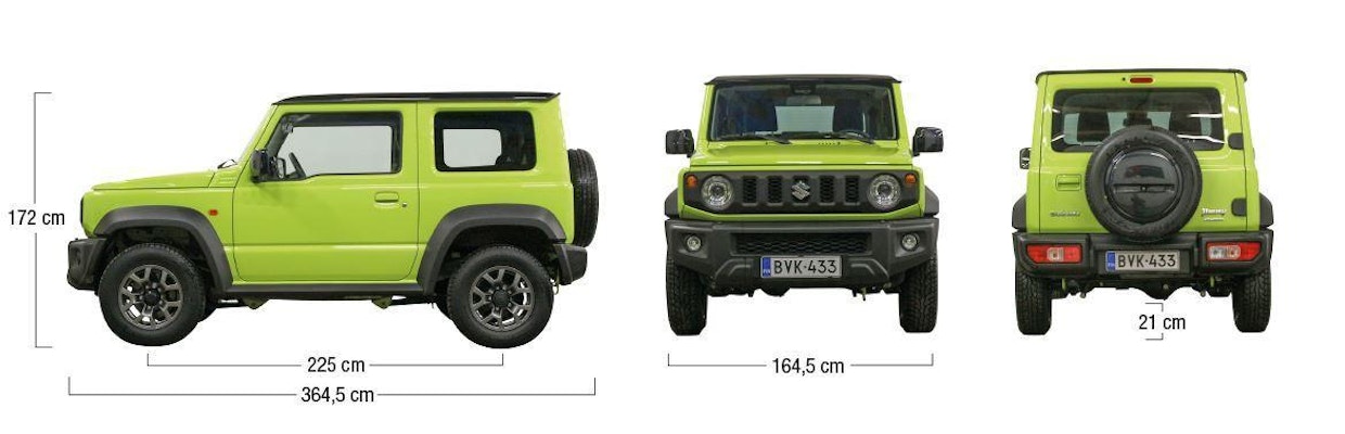 Suzuki Jimnyn mitat.