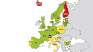 Kartassa on esitetty kunkin Euroopan maan markkinajohtaja vuoden 2021 rekisteröintitilastoihin perustuen.