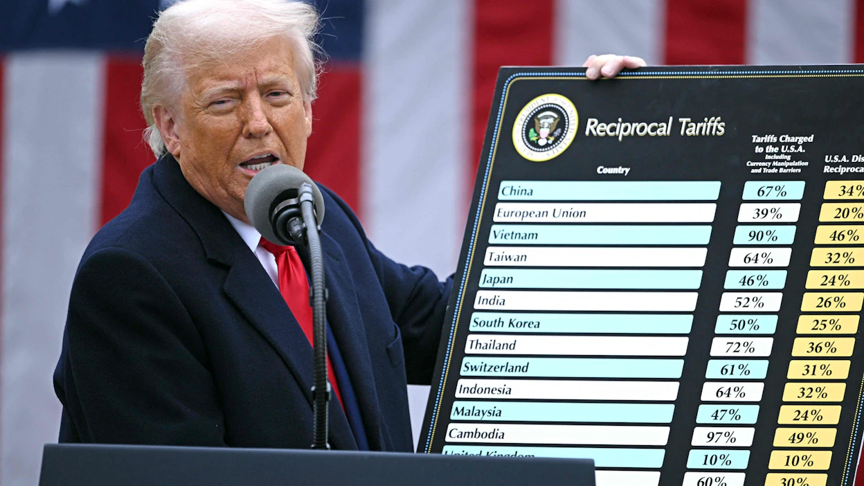 Yhdysvaltain presidentti Donald Trump ilmoitti uusista tuontitulleista keskiviikkona. LEHTIKUVA/AFP.