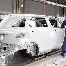 Tuotannon kasvu Uudessakaupungissa on tehnyt autoista yhden Suomen tärkeimmistä vientituotteista. LEHTIKUVA / VESA MOILANEN