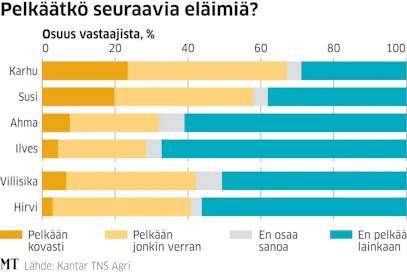 Joka kymmenes suomalainen sanoo nähneensä suden luonnossa, MT:n kyselytutkimus kertoo.