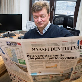 Maaseudun Tulevaisuuden päätoimittaja Jouni Kemppainen puhui tänään lauantaina Huittisten MTK:n 100-vuotisjuhlassa.