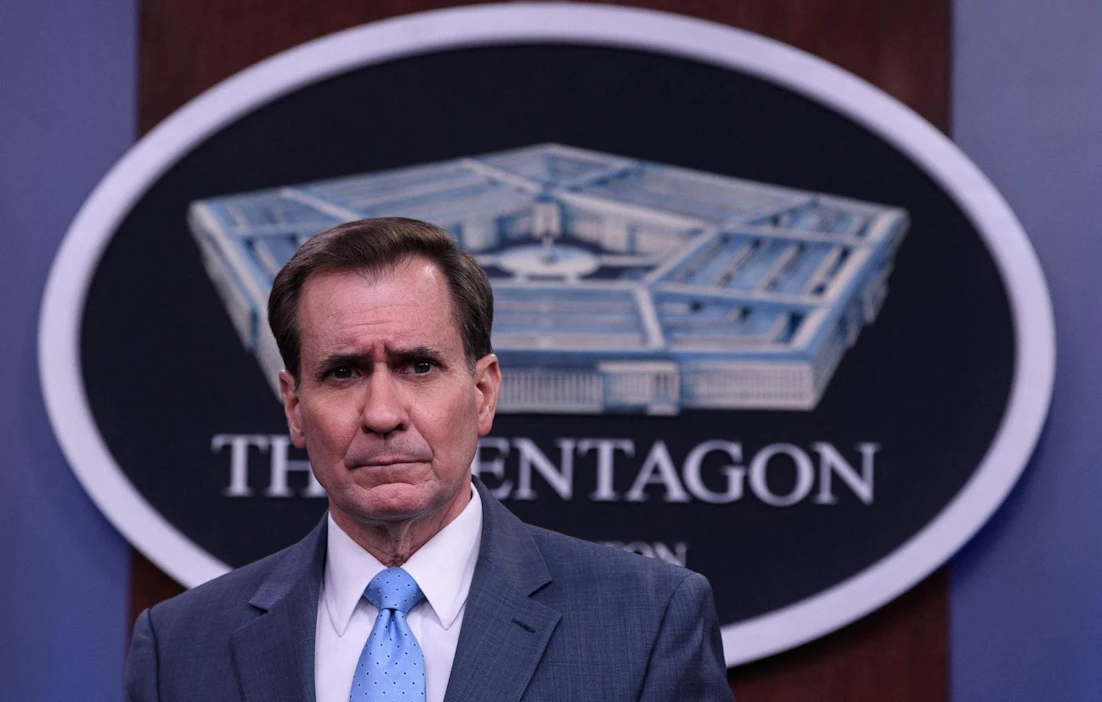 Pentagonin lehdistösihteeri John Kirby ei kertonut tuoretta arviota Venäjän joukkojen lukumäärästä. LEHTIKUVA/AFP