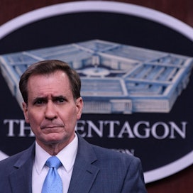 Pentagonin lehdistösihteeri John Kirby ei kertonut tuoretta arviota Venäjän joukkojen lukumäärästä. LEHTIKUVA/AFP