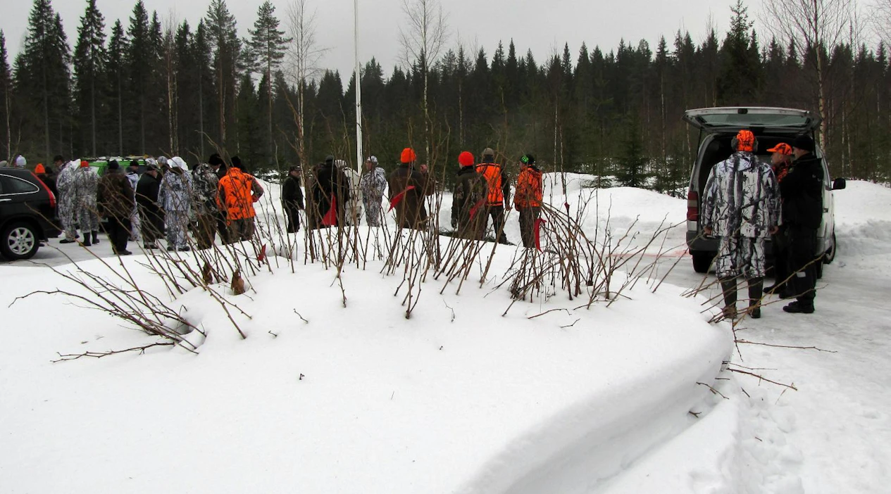 Suurpetojen metsästäjien henkilötiedot halutaan piiloon Ruotsissa. Kuvassa susijahdin jälkitunnelmia Ilomantsissa viime vuonna.