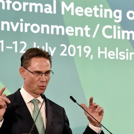 EU-komission varapuheenjohtaja Jyrki Katainen EU:n epävirallisessa ympäristöministerikokouksessa Helsingissä 12. heinäkuuta 2019. LEHTIKUVA / JUSSI NUKARI