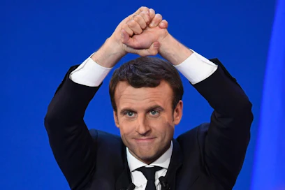 Emmanuel Macron voitti presidentinvaalien avauskierroksen, ja elkeet olivat sen mukaiset. LEHTIKUVA/AFP
