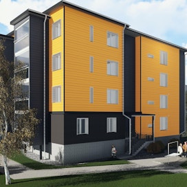 Havainnekuva Härmälänsydämestä, johon rakennetaan 23 asuntoa.