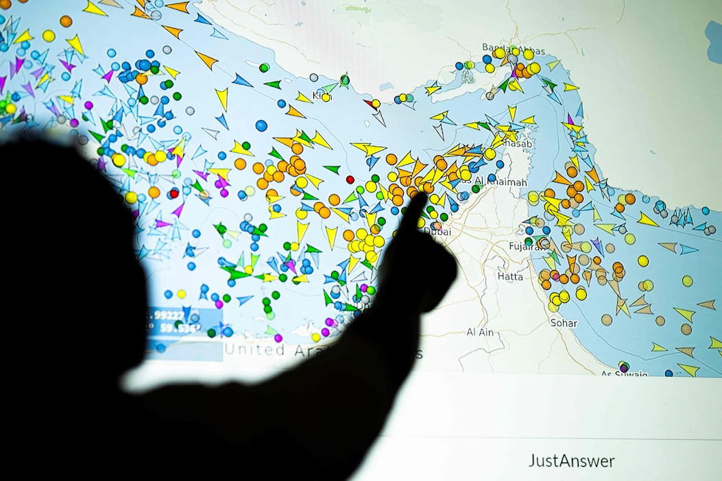 Hormuzinsalmi on tavallisesti varsin vilkkaasti liikennöity alue. AFP/LEHTIKUVA.