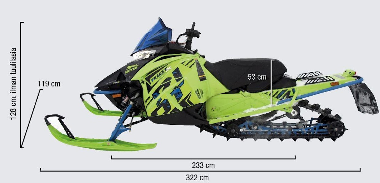 Arctic Cat Riot X 8000 ES QS3 146" -kelkat mitat.