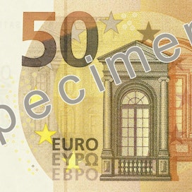 EKP julkisti uuden 50 euron setelin ulkoasun tänään. LEHTIKUVA / HANDOUT / EUROOPAN KESKUSPANKKI