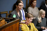 Helmikuussa kerättyjen tietojen mukaan 49 prosenttia suomalaisista ajattelee Sanna Marinin (sd.) hallituksen onnistuneen tehtävissään vähintään melko hyvin. LEHTIKUVA / Antti Aimo-Koivisto. 
