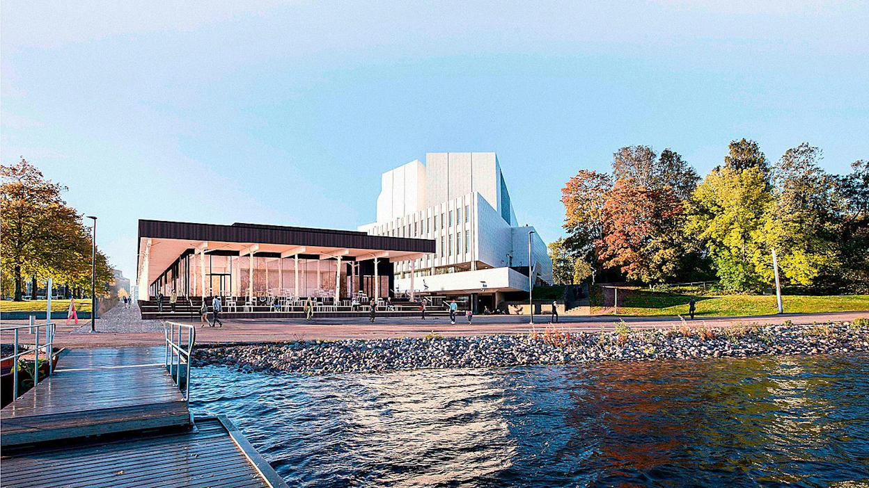 Helsingin Töölönlahden rantaan nouseva noin 2 600 neliön kokoinen Pikku-Finlandia avautuu yleisölle alkuvuonna 2022. Hankkeeseen on varattu liki 10 miljoonaa euroa. Havainnekuva.